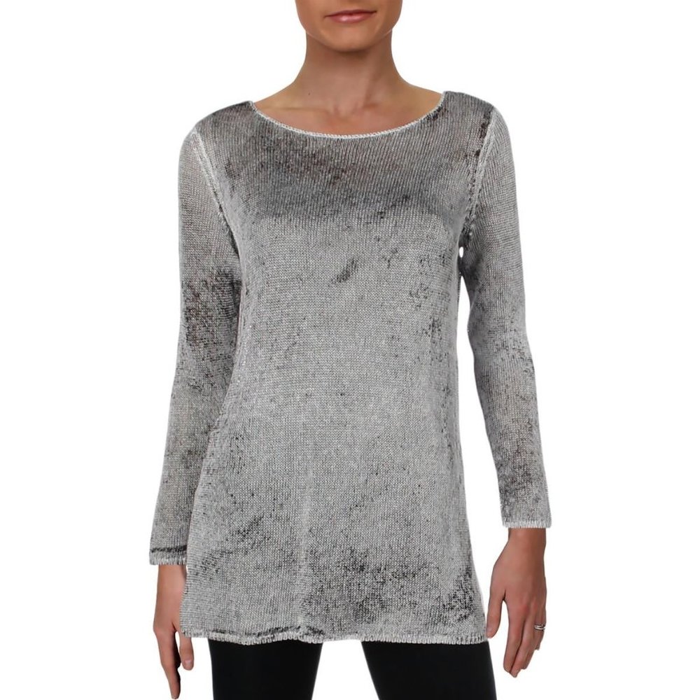 NEW Nic+Zoe delicate knit see-through stretchy long sleeve pool pullover top